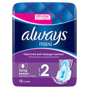Always maxi long pads 12