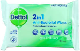 Dettol 2 in 1 antibacterial wipes