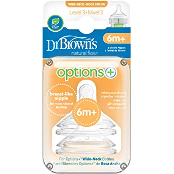 Dr. Brown's Options silicone teats Level 3. Wide Neck 6m x2
