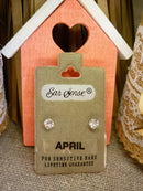 Earsense April birth stone earrings
