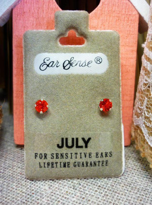 Earsense July birth stone earrings