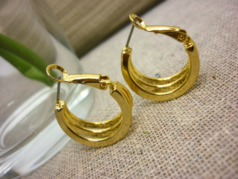 Earsense gold triple hoop earrings