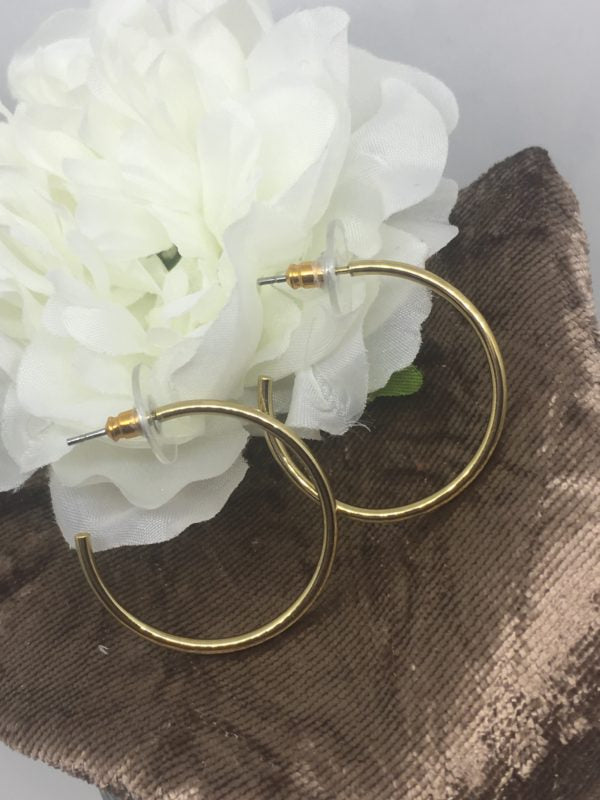 Earsense medium gold posted hoop earrings