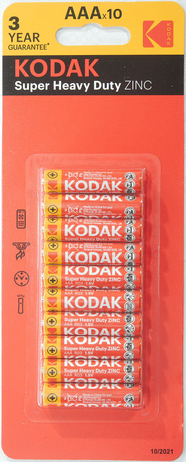 Kodak AAA Batteries 10 Pack Super Heavy Duty Zinc