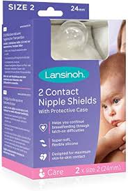 Lansinoh 2 Contact Nipple Shields with protective case Size 2