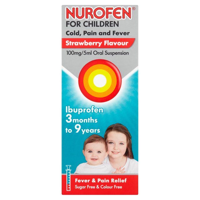 Nurofen cold, pain and fever 100mg-5ml strawberry 100ml