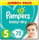 Pampers baby dry jumbo size 5 junior (72pack)