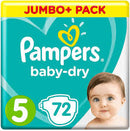 Pampers baby dry jumbo size 5 junior (72pack)