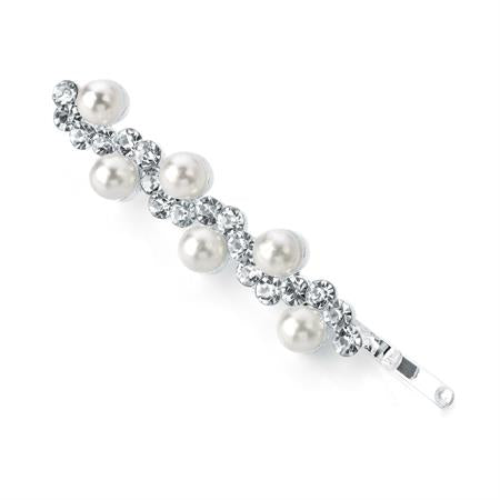 Silver and cream pearl colour crystal hair grip