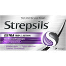 Strepsils extra triple action blackcurrant lozenges 24