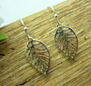 Earsense Silver Drop Leaf Earrings