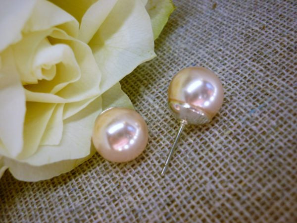 Earsense Light Peach Pearl Earrings