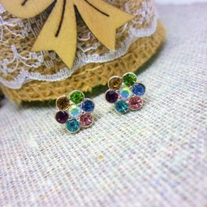 Earsense Multi Coloured Flower Crystal Earrings