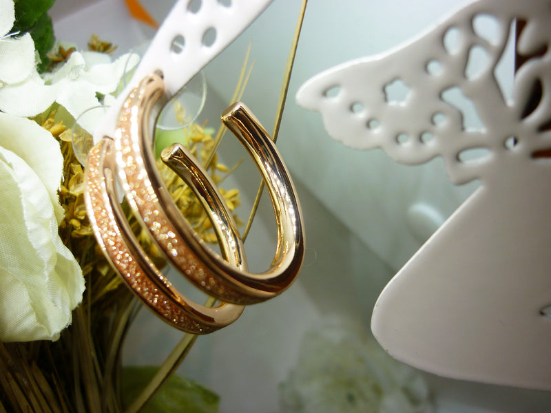 Earsense Rose Gold Diamante Hoop Earrings