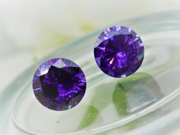 Earsense Purple Crystal Stud Earrings
