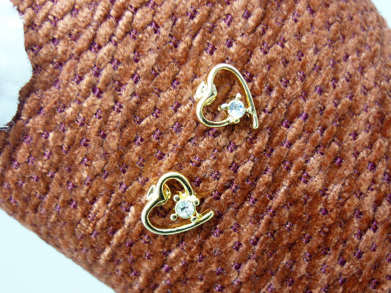 Earsense Gold Open Heart Crystal Earrings