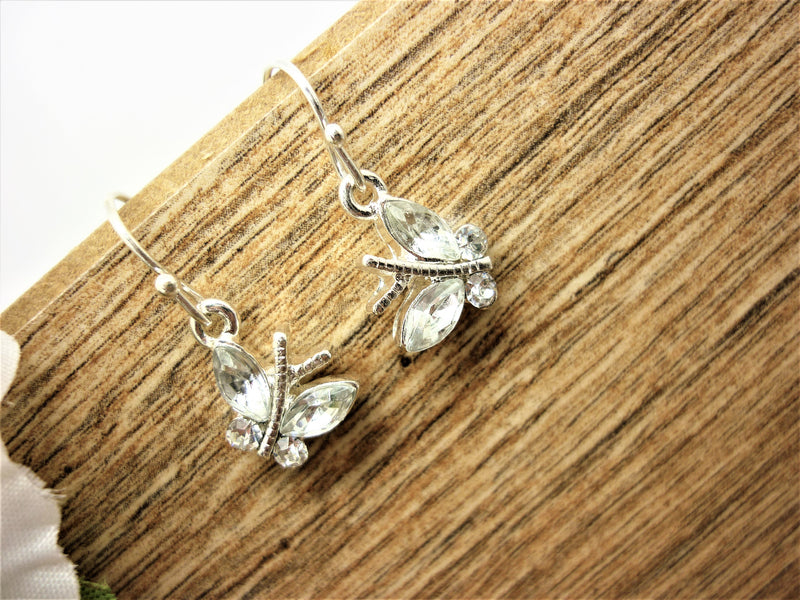 Earsense Silver Drop Earrings with Butterfly