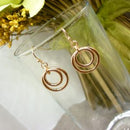 Earsense Double Circle Rose Gold Drop Earrings
