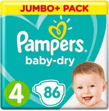 Pampers baby dry jumbo 4 maxi (86 pack)