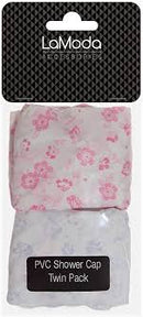 La moda PVC shower cap twin pack